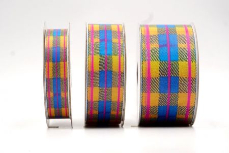 Senf, Türkis und Rose Retro Karomusterband_AI